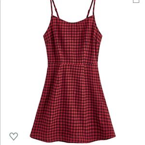 Spaghetti Strap Red Gingham Dress